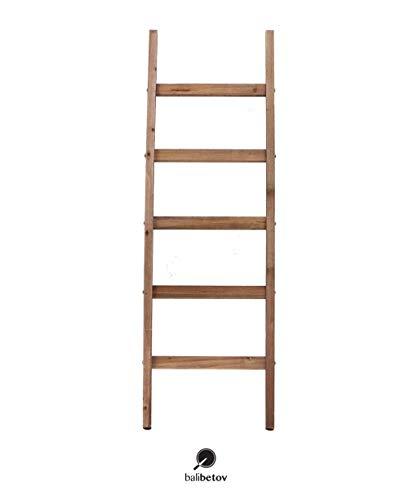 BALIBETOV Blanket Ladder-Decorative Wooden Blanket Rustic Ladder Bathroom Shelf- -Bathroom Decoration-Wooden Clothes Drying Rack-White Shelf-Ladder Bookshelf-Towel Rack Stand (Dark Brown, 5)