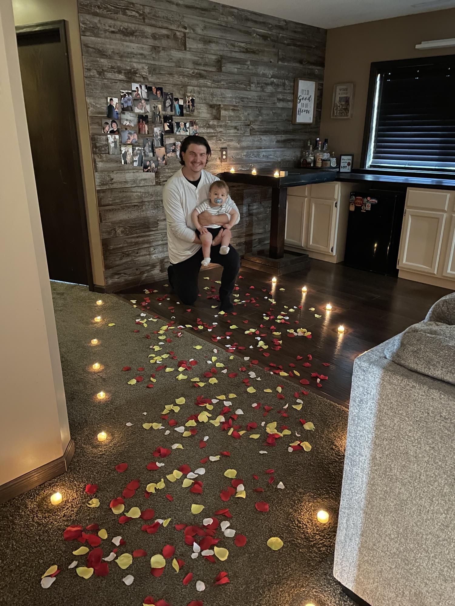 I walked into Sterling and Hayes down on one knee after he had sent me on an ice cream date with my friend Tiffany! It was a set up!