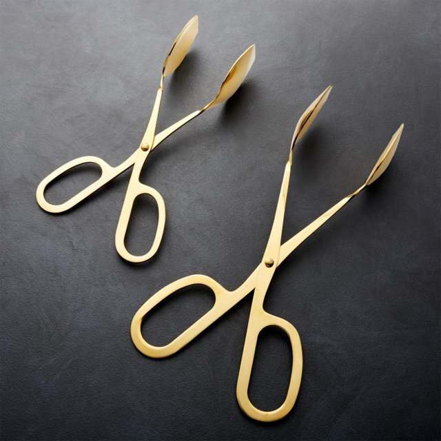 Gold Mini Scissor-Handled Serving Tongs