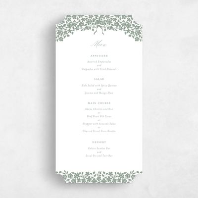 Green Ticket Wedding Menu - Tiglio