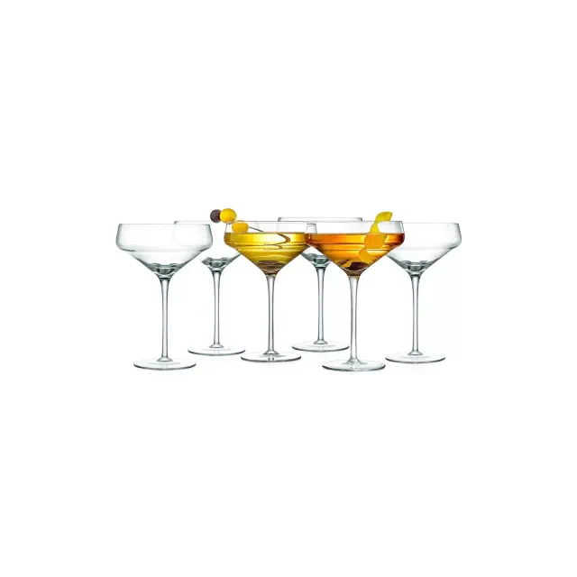 NutriChef 6 Sets of Crystal Martini Glass - Ultra Clear, Elegant Crystal-Clear Wine Glass