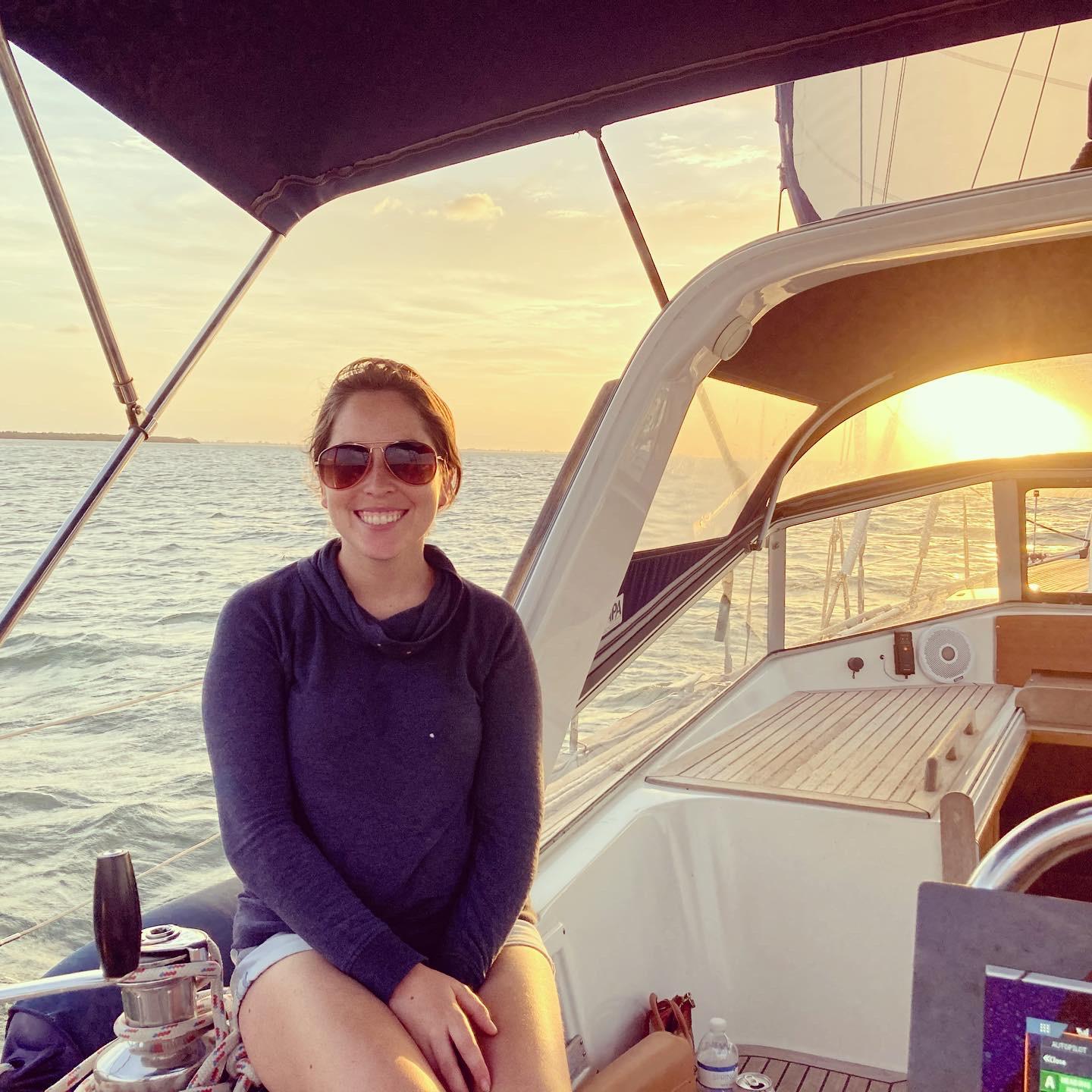 He swiped right! This is the photo from Audrey's profile that Kasey decided to swipe on and they bonded over their interest in sailing.