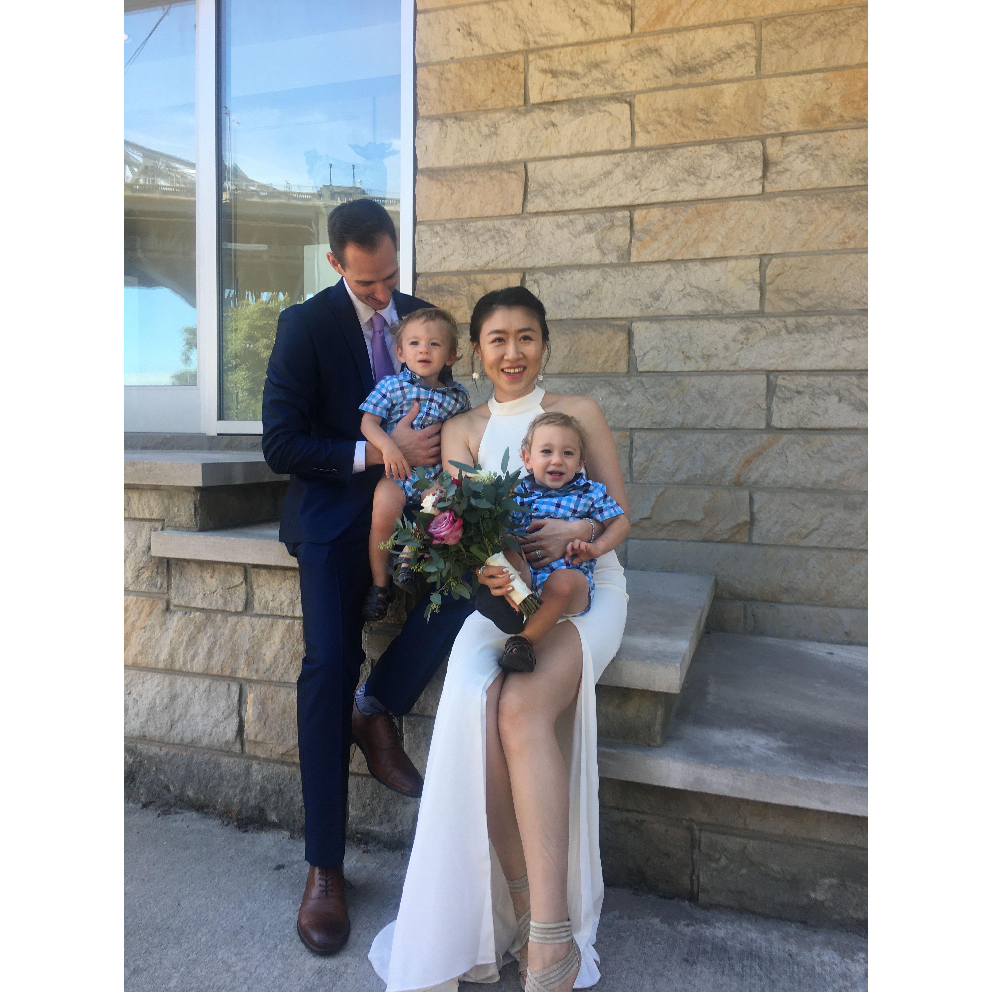 09/04/2020 Wedding Day in Westlake, OH - the Bride & Groom with their twin nephews, Caleb & Maxwell