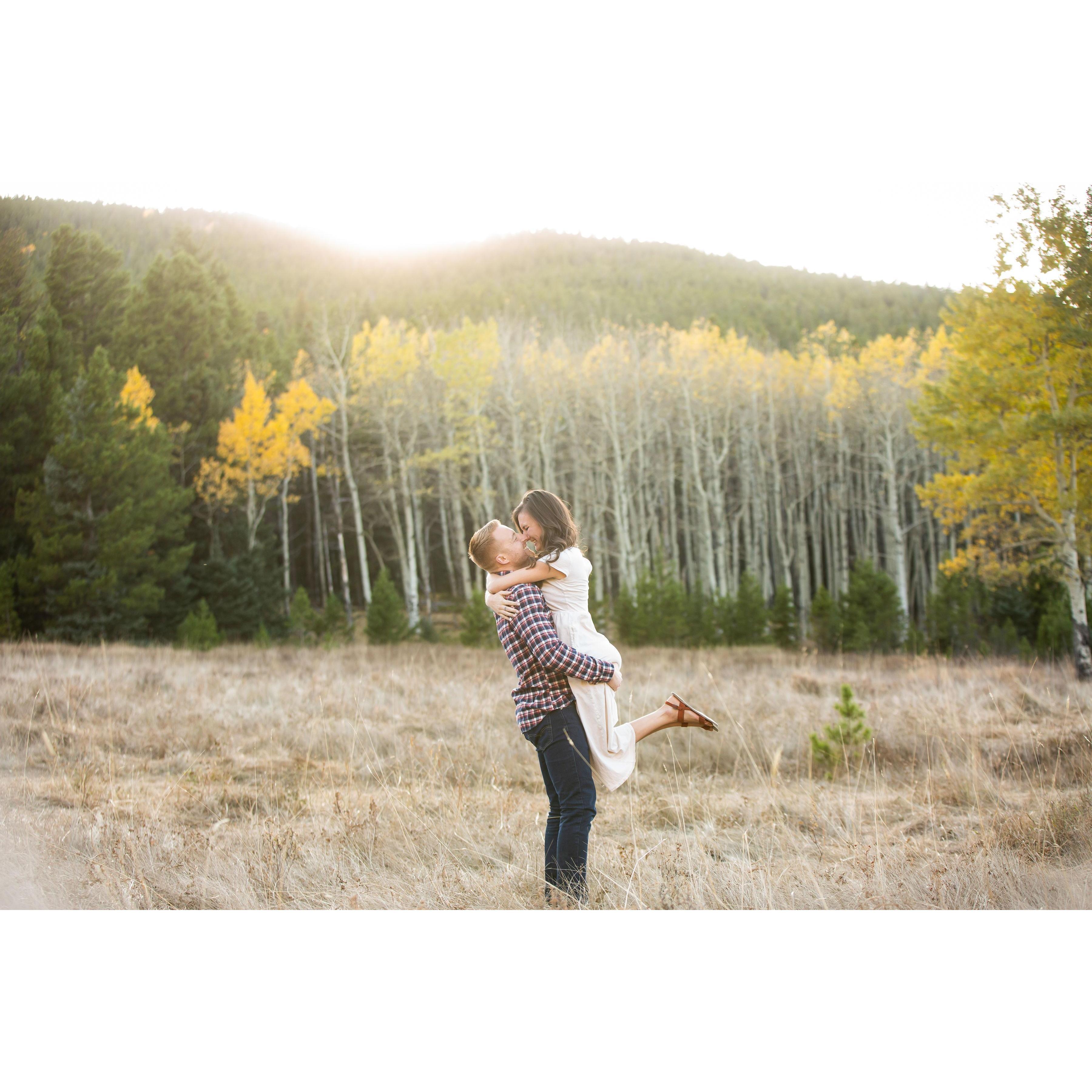 We knew we wanted our engagement photos to happen in the fall in order to include the mountain aspens changing colors.