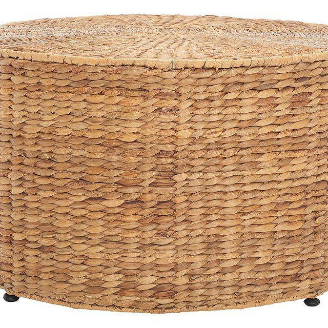 SAFAVIEH Home Collection – Jesse Wicker Coffee Table, Fully Assembled, Natural Fiber Accent Coffee Table with Iron Legs, Modern Coastal Style (SEA7035A)