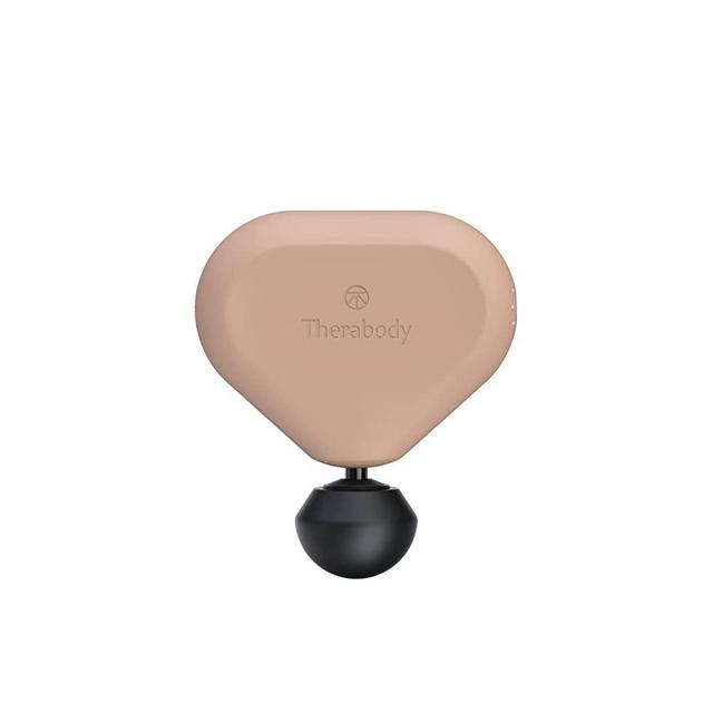 Theragun Mini 2.0 - Handheld Electric Massage Gun - Compact Deep Tissue Treatment for any Athlete On The Go - Portable Percussion Massager with QuietForce Technology & 3 Foam Attachments - Desert Rose
