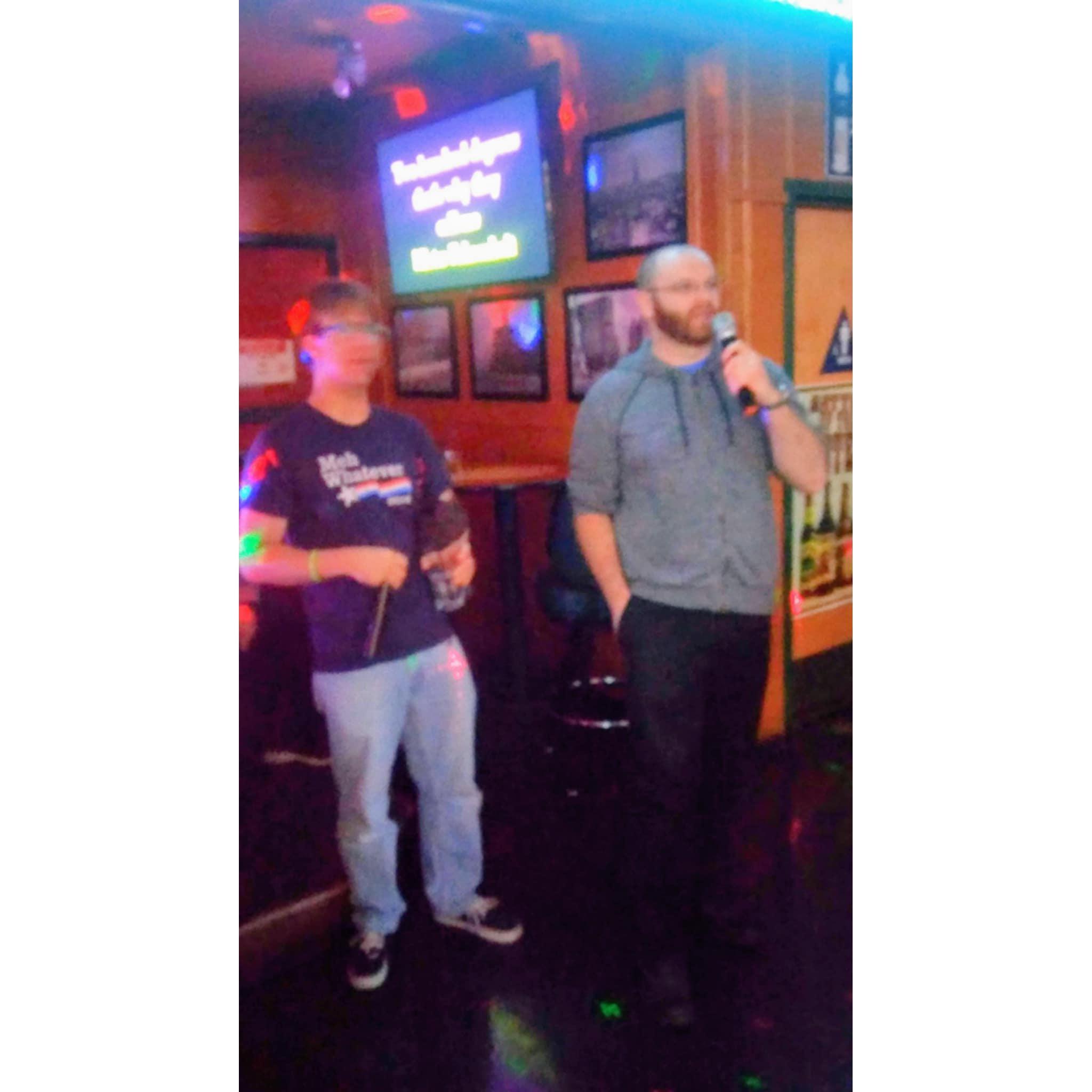 Blurry, but Ashira's first ever photo of Yev, circa 2016. Actual proof that he does occasionally karaoke!