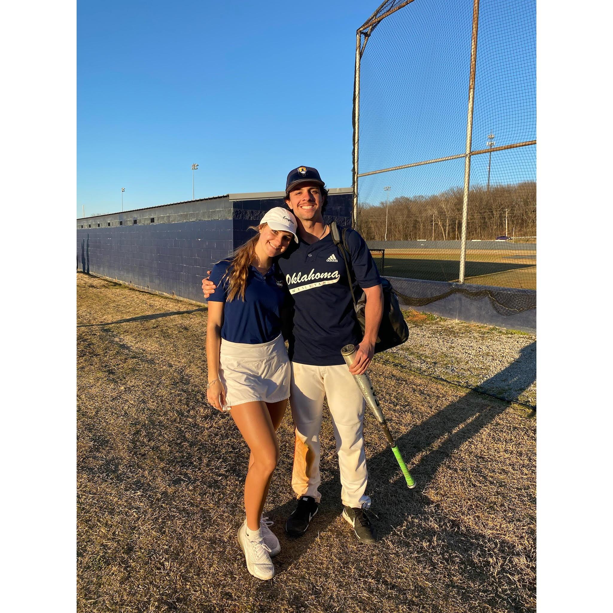 Watching Chase play baseball at OKWU!