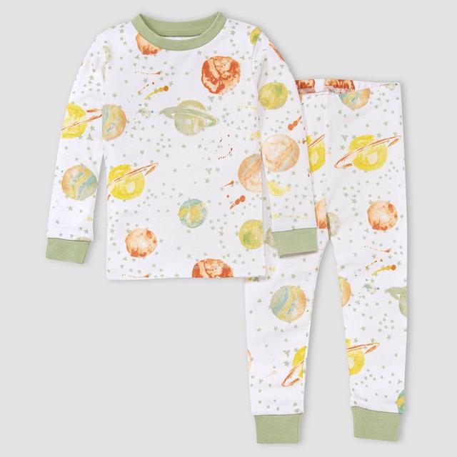 Burt's Bees Baby® Toddler Boys' 2pc Watercolor Galaxy Snug Fit Pajama Set - Light Green 5T