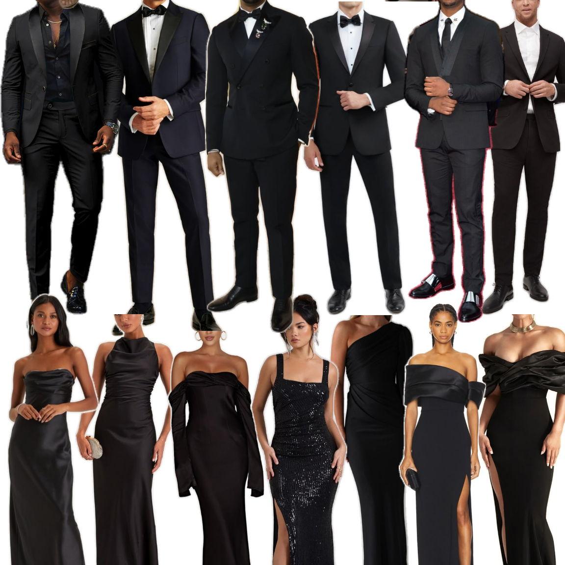 We ask that you please wear mostly black. Here's a few examples!