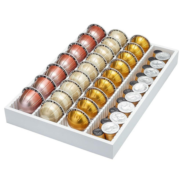 MinBoo Bamboo Coffee Pod Storage Holder Drawer Insert for Counter Compatible with Vertuoline Capsules for Kitchen, Home, Office, Coffee Station,white