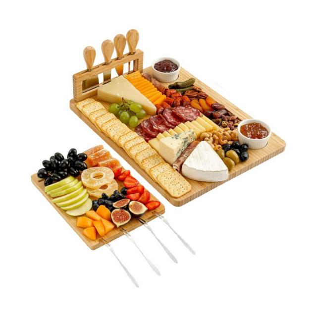 Premium Cheese Board Platter Set of 12 - Extra Thick Bamboo
