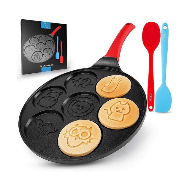 Zulay Kitchen Pancake Pan - 7 Animal Face Designs and Two Bonus Spatulas