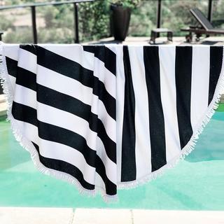 Black Stripes Round Towel