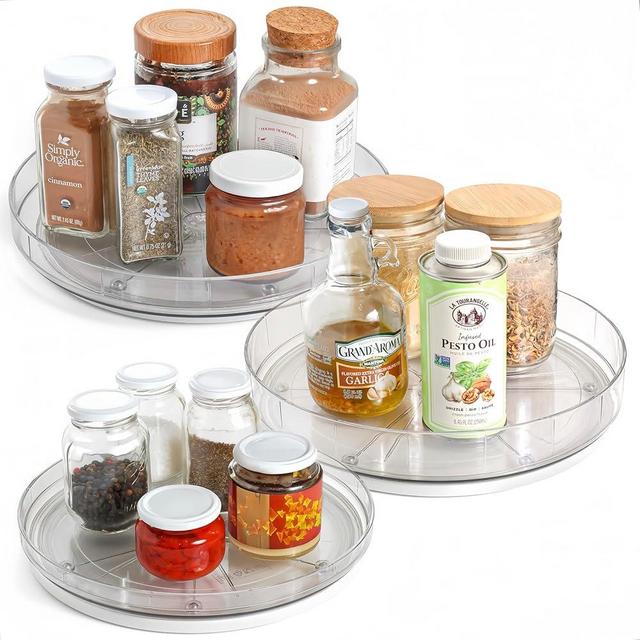 NOSTALGIQ 3-Pack Lazy Susan Organizer | Rotating Pantry Organizers and Storage | Clear Lazy Susan for Table Top, Cabinet Organizer, Perfume Organizer, Spice Rack Organizer (9", 10", 11")
