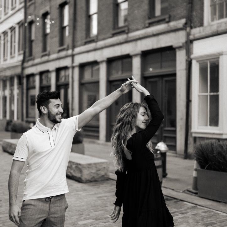 Engagement shoot in South Street Seaport, March 2022