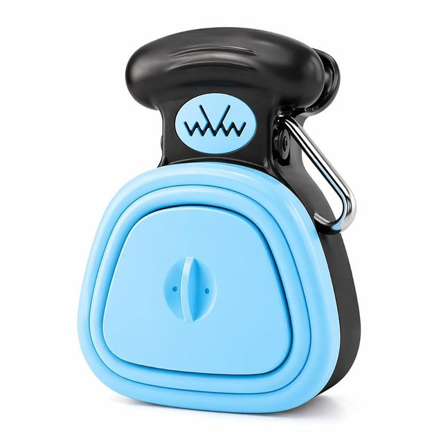 Dog Pooper Scooper with Waste Bag Dispenser – Small Size, Portable, Lightweight, One-Hand Operation, Leak-Proof, Durable Pet Waste Scooper (Blue)