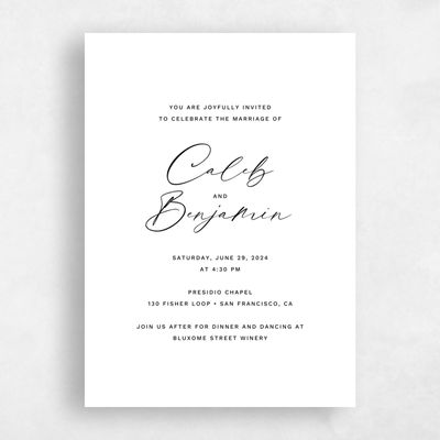 White Wedding Invitation - Halbert Portrait