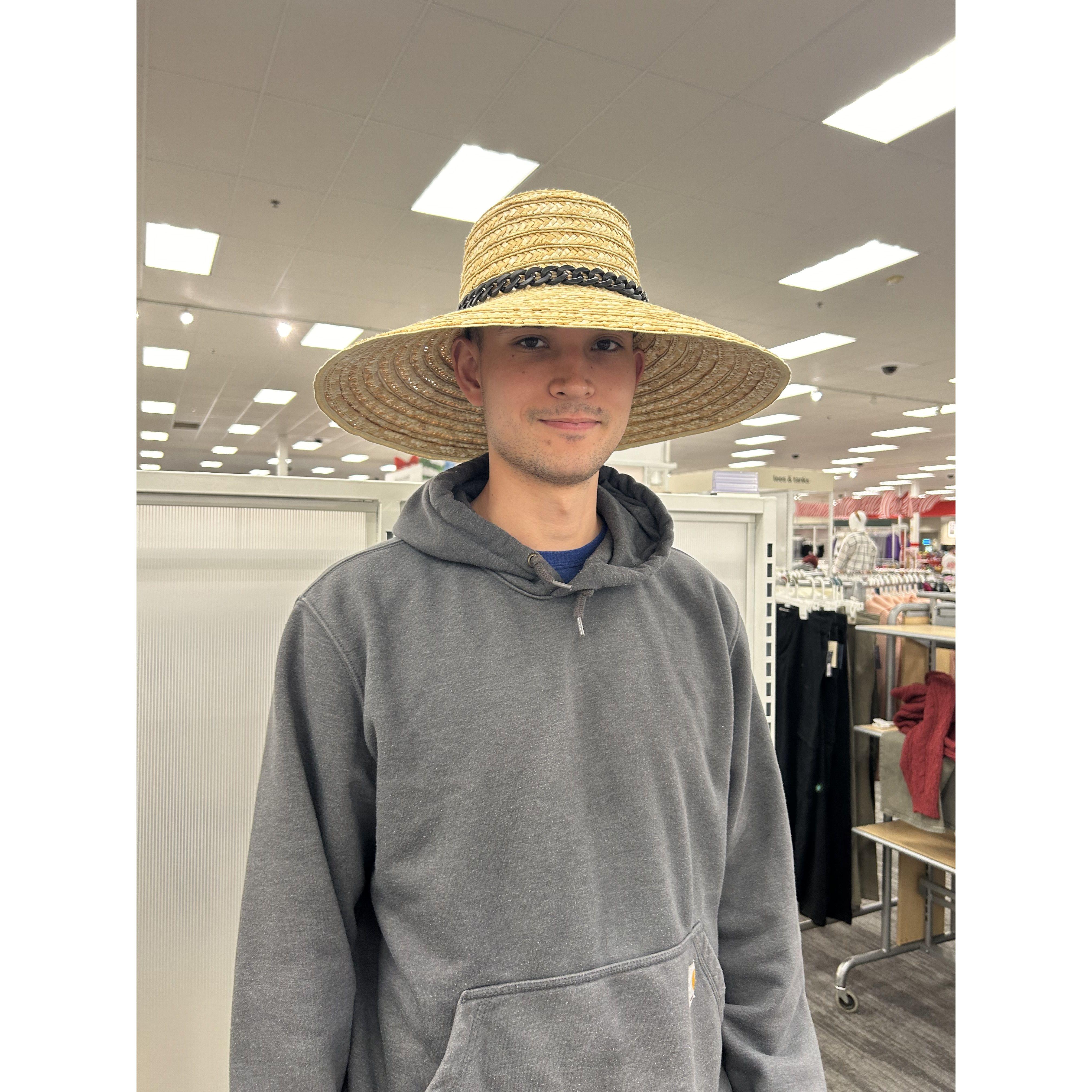Aidan wearing a hat!