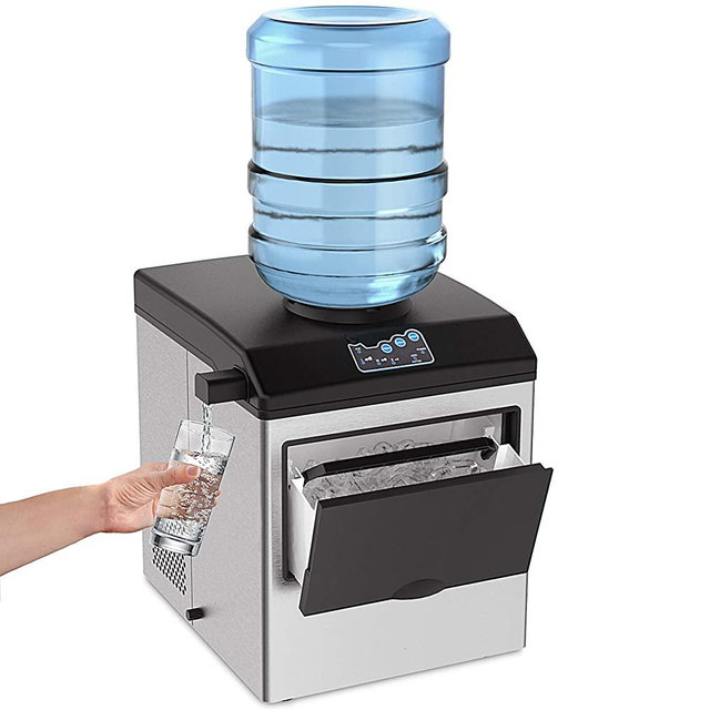 SOUKOO 2 in 1 Water Ice Maker, 48lbs Daily Ice Cube Makers,Stainless Steel Ice Makers Countertop,Tabletop Ice Maker Machine with a Scoop and a 4.5 Pound Storage Basket…