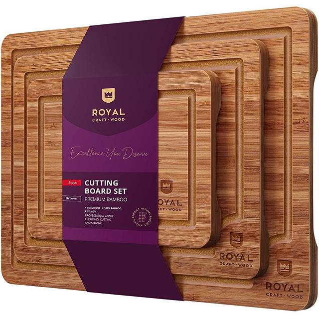 1pc Wooden Cutting Boards For Kitchen Meal Prep & Serving - Bamboo Wood  Cutting Board Deep Juice Groove Side Handles - Charcuterie & Chopping  Butcher