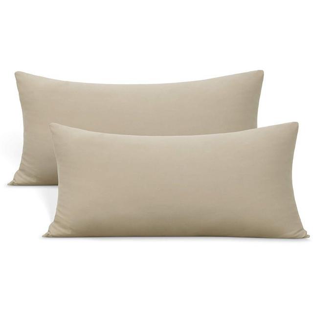 2-Pack Stretch Pillow Cases - Jersey Knit & Ultra Soft Envelope Closure Pillowcases T-Shirt Like Microfiber Blend - Suitable for 20x36/20x40 King Size Set of 2, Taupe
