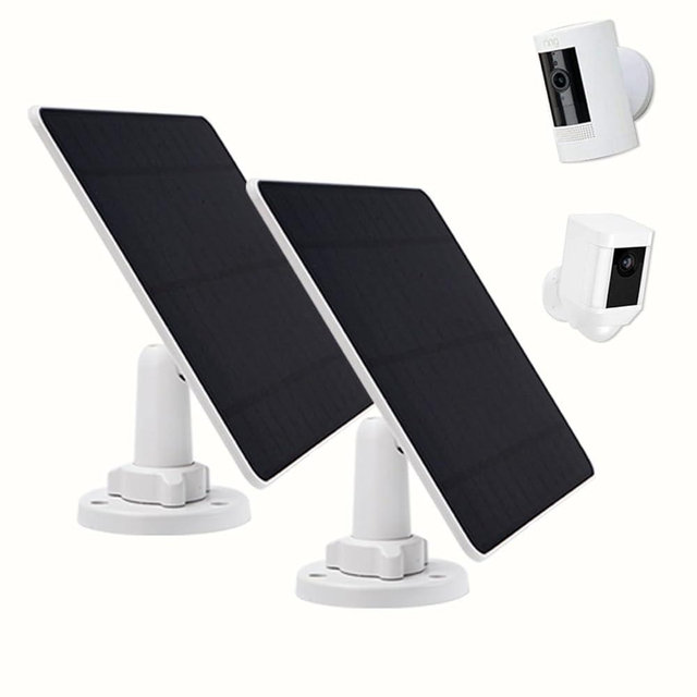 Solar Panel Ring Camera, 5W Camera Solar Panel for Ring Stick Up Camera Battery, Solar Panel Charget Ring Camera with 13ft Cable,IP66 Waterproof,White