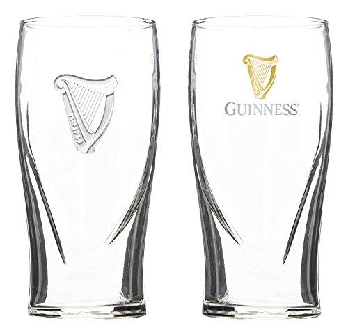 New Style Guinness Gravity Glass with Gold Sparkle Harp - New Style 2019 Edition - Set of 2