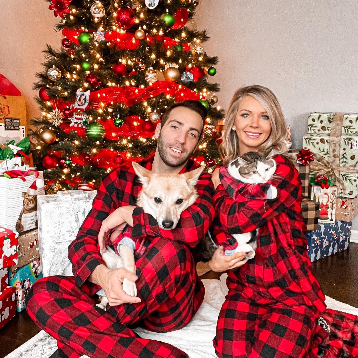 Second Christmas together! Officially started the family photo with the matching pjs trend