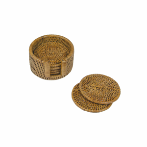Honey Round Rattan Coaster - Set of 6