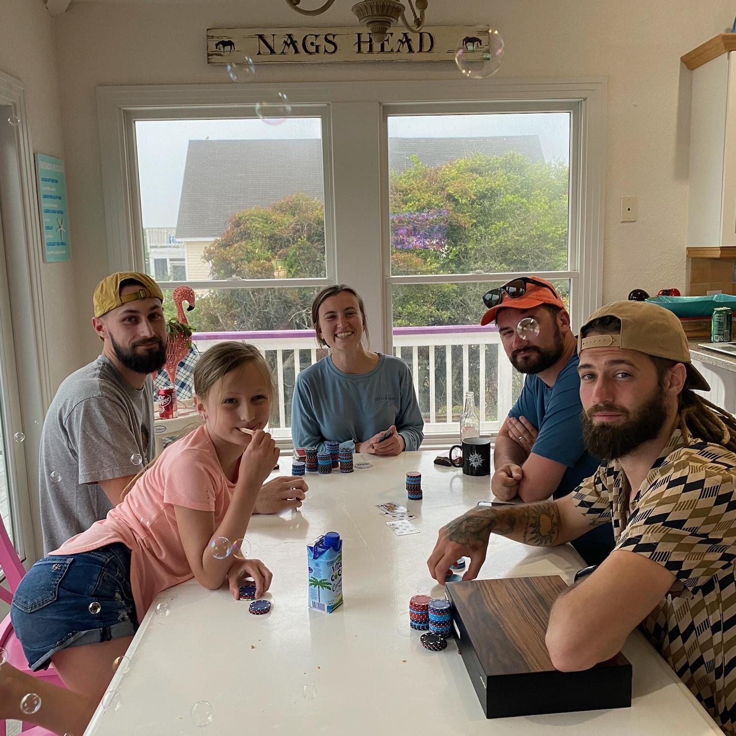 With Clint's brother (and best man), niece, and brother-in-law in the Outer Banks, June 2023