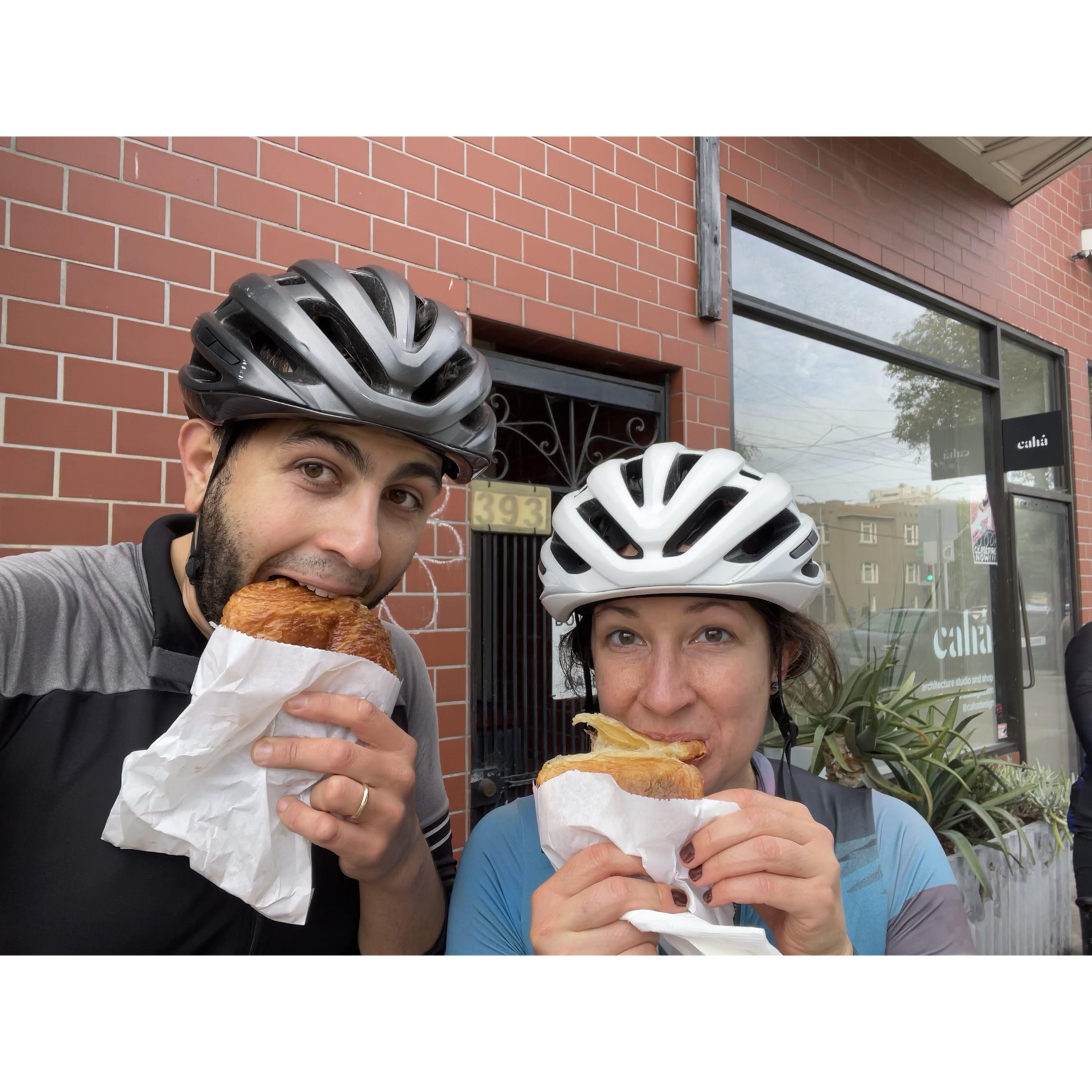 Always stopping at Arsicault bakery for the best croissants after a nice ride.