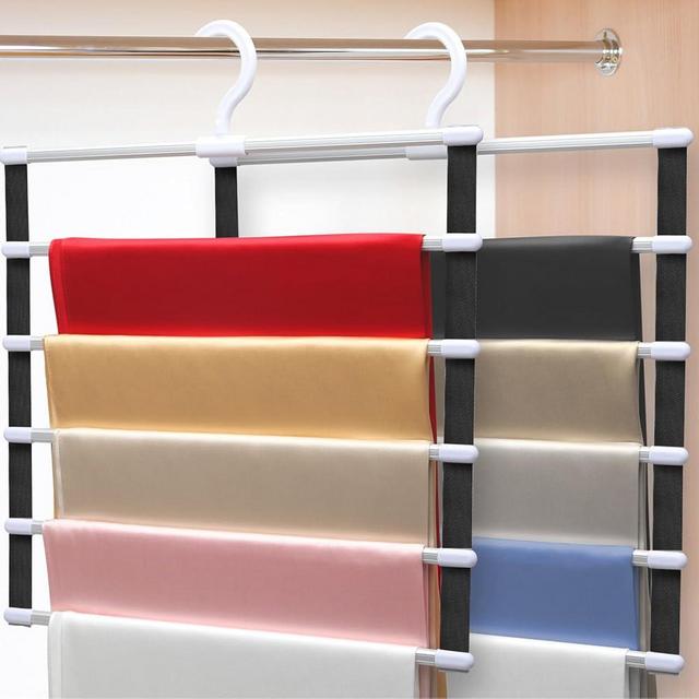 Closet Organizers and Storage,Pants Hangers Space Saving,Al Alloy Hangers for Organization and Storage,Dorm Room Essentials for Guys,Home Organization Scarf Jeans Hangers-2 Pack