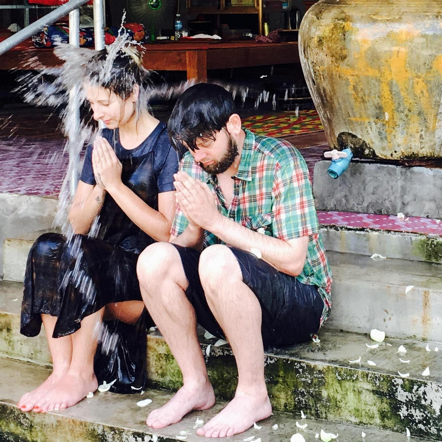 Water blessing at a temple in Cambodia 2017