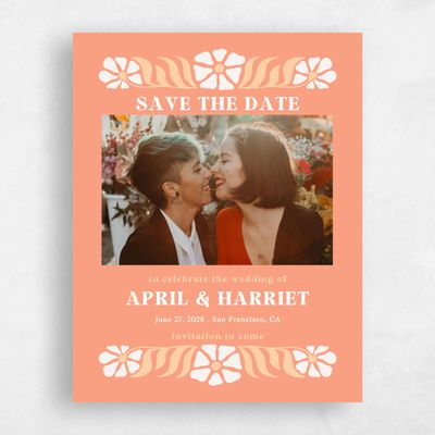 Salmon, Pink Wedding Save the Date - Bellefleur Photo
