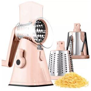 NutriSlicer Vegetable Slicer Cheese Grater Potato Slicer Salad Chopper with Suction Base- Pink