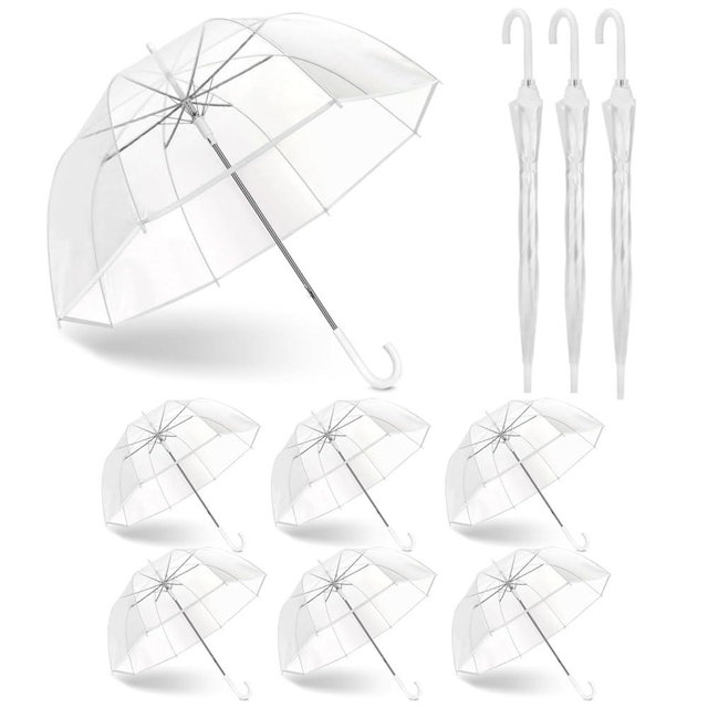 GEWURIZXY Wedding Clear Bubble Umbrella Bulk 47 Inch Large Dome Rainproof Stick Umbrellas for Weddings Prom Graduation Outdoor Events