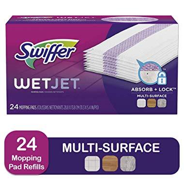 Swiffer Wetjet Hardwood Mop Pad Refills for Floor Mopping and Cleaning, All Purpose Multi Surface Floor Cleaning Product, 24 Count