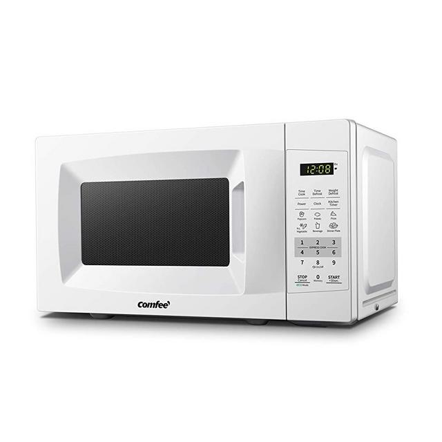 COMFEE' EM720CPL-PM Countertop Microwave Oven with Sound On/Off, ECO Mode and Easy One-Touch Buttons, 0.7Cu.Ft/700W, Pearl White