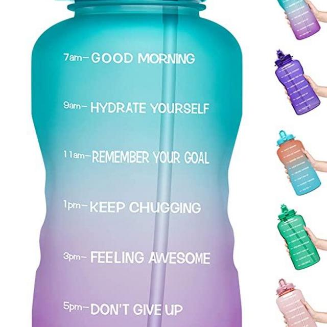 Venture Pal 64 OZ Water Bottle with Motivational Time Marker & Straw - Leakproof BPA Free Reusble Flip Top Water Bottle for Sports and Fitness Enthusiasts
