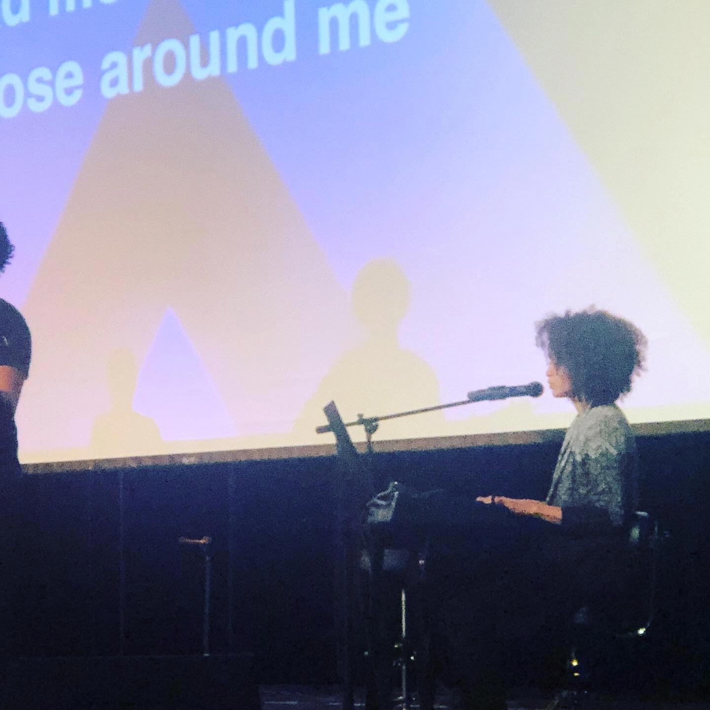 Lauren and Clinton leading worship together at Lauren's old high school!