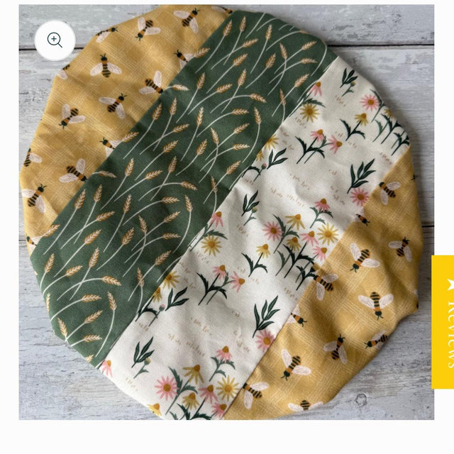 Size Small- Organic - Bees, Wheat, Flowers Bowl and Banneton Cover