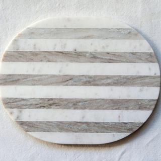 Wide Oval Cutting Board with Stripes