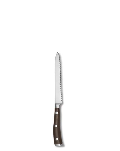 Wüsthof Ikon Blackwood 5" Serrated Utility Knife with Care Kit