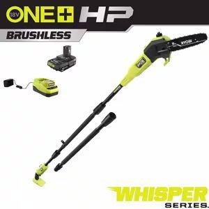 ONE HP 18V Brushless Whisper Series 8 in. Cordless Battery Pole Saw with 2.0 Ah Battery and Charger