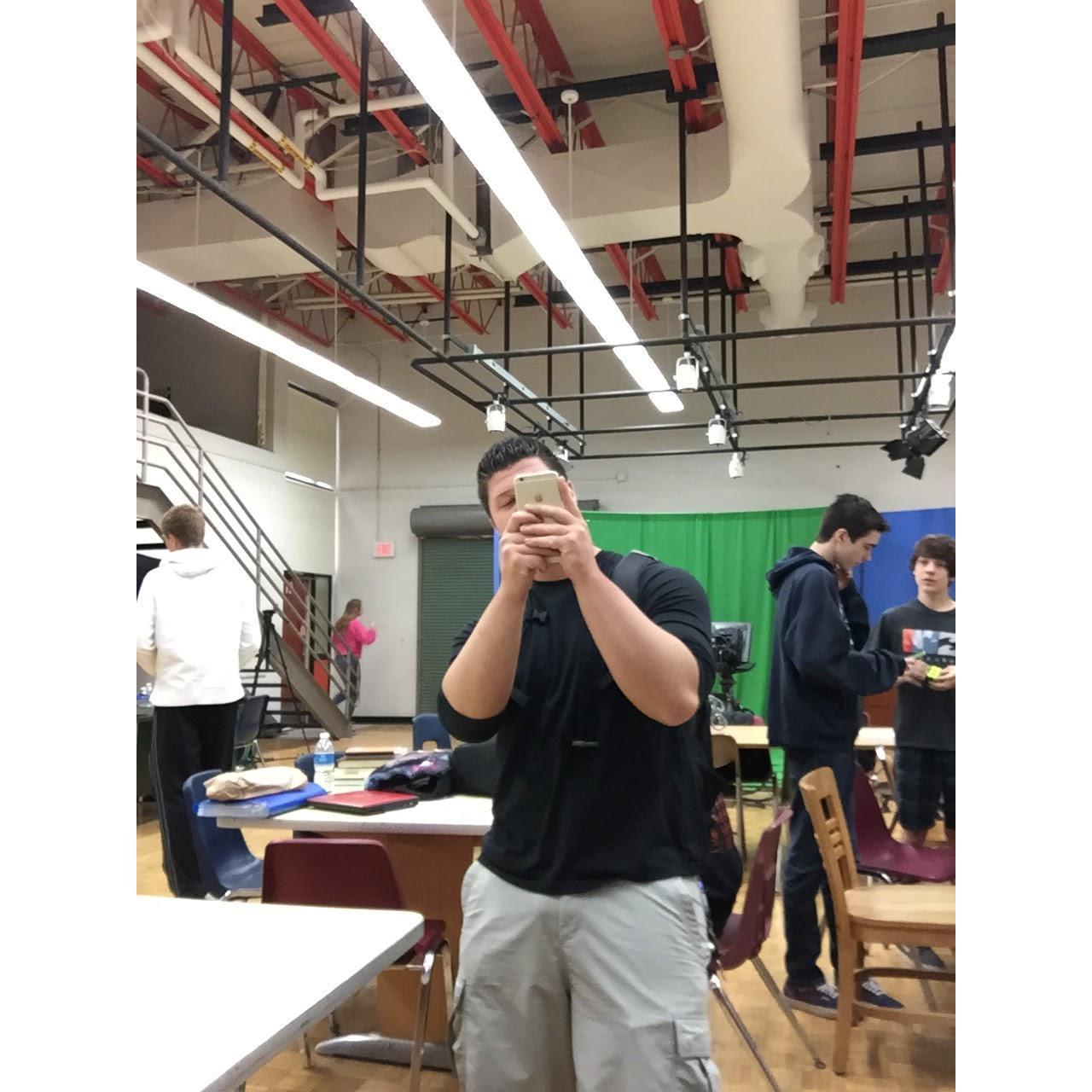April 20, 2015
This picture was taken by the Bride when she and the Groom met in Video Production class in High School