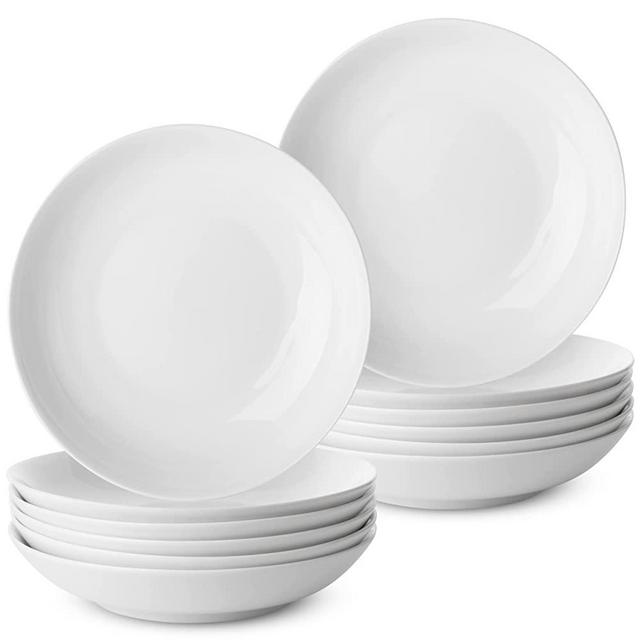 BTaT- White Pasta Bowls, Set of 12, Salad Bowls, Pasta Bowl, White Bowls, Pasta Plate, Dinner Bowls, Bowl Plates, Plate Bowls, Soup Bowl, Pasta Dishes, Porcelain Bowl, Pasta Bowls Set.