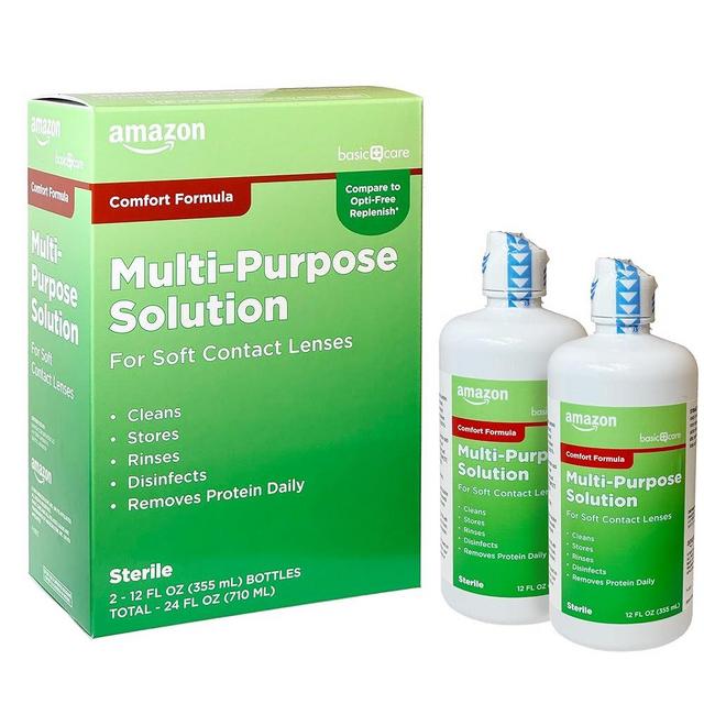 Amazon Basic Care Multi-Purpose Contacts Solution - Comfort Formula, 12 fl oz (Pack of 2)