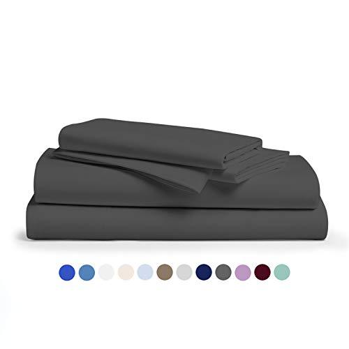 Comfy Sheets 100% Egyptian Cotton Sheets - 1000 Thread Count 4 Pc King Dark Grey Bed Sheet with Pillowcases, Hotel Quality Fits Mattress Up to 18'' Deep Pocket.