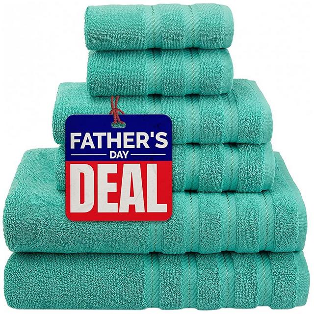 American Soft Linen, 100% Turkish Cotton 6 Piece Towel Set, Absorbent, Durable, Soft & Fluffy, Hotel & Spa Bathroom Towels, 610 GSM, 2 Bath 2 Hand 2 Wash Towels (Bath Linen Set, Turquoise Blue)